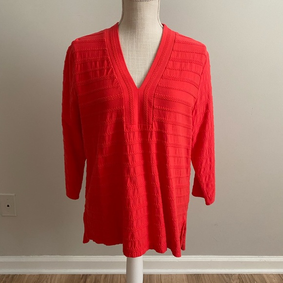 Lands' End Tops - Lands’ End Braided Striped Top Pink